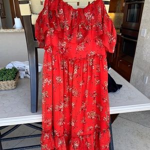Red floral printed Zara dress